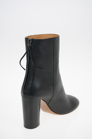 Leather Ankle Boots with Zip Closure  9 cm