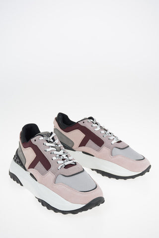 Leather and Fabric Sneakers With Logoed Laces