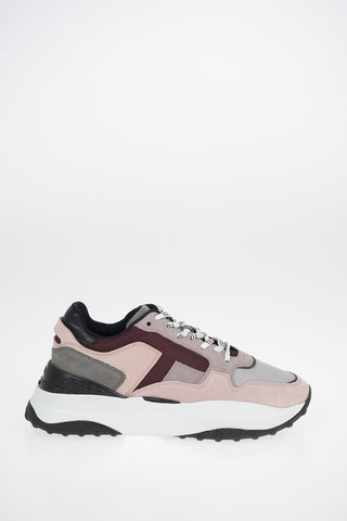 Leather and Fabric Sneakers With Logoed Laces