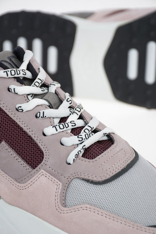Leather and Fabric Sneakers With Logoed Laces