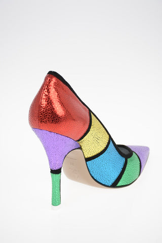 Leather Color Block Pumps 11.5 cm