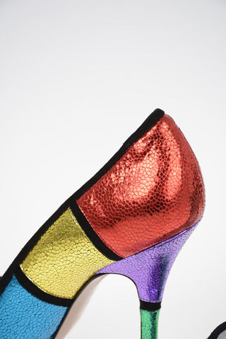 Leather Color Block Pumps 11.5 cm