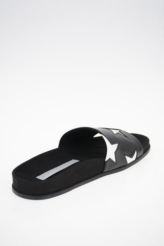 Faux leather Slides With Embroidered Stars