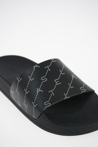 Faux leather logoed Slides 
