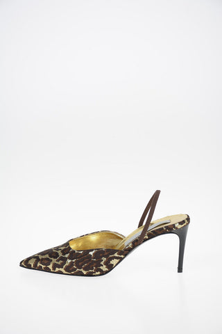 Faux leather Slingbacks with Animal Pattern 7 cm