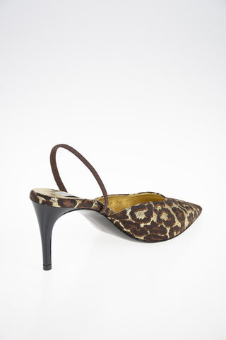 Faux leather Slingbacks with Animal Pattern 7 cm