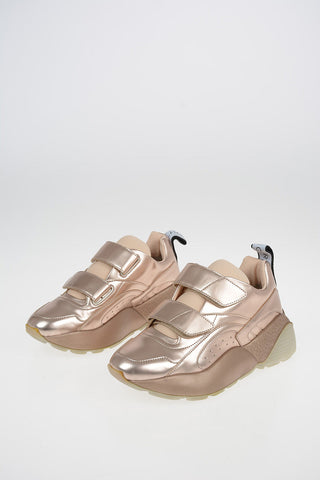 Faux Leather Sneakers With Touch Strap