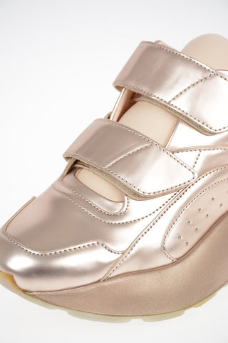 Faux Leather Sneakers With Touch Strap