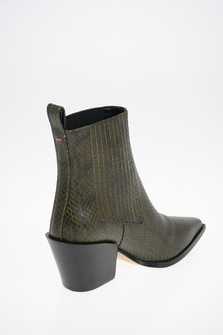 Pull On Leather KATE Booties With Snake Print 7 cm