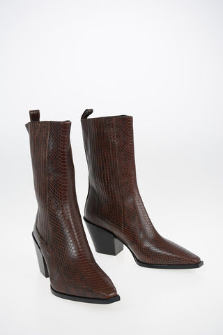 Leather ARI booties With Snake Print 8 cm