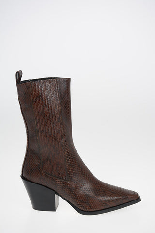 Leather ARI booties With Snake Print 8 cm
