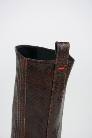 Leather ARI booties With Snake Print 8 cm