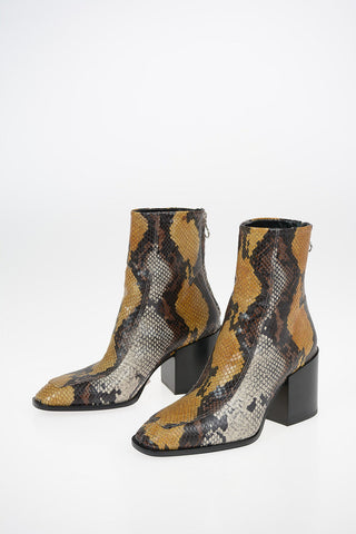 Snake Printed Leather LIDIA booties With Zip Closure 7.5 cm