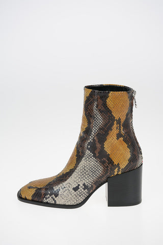 Snake Printed Leather LIDIA booties With Zip Closure 7.5 cm