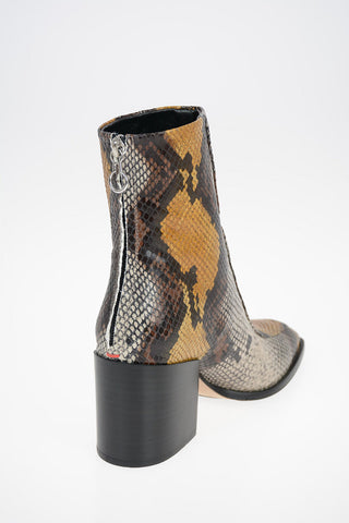 Snake Printed Leather LIDIA booties With Zip Closure 7.5 cm