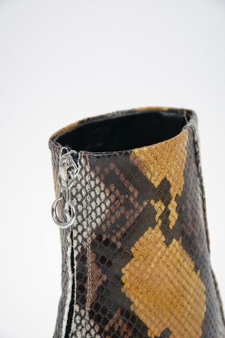 Snake Printed Leather LIDIA booties With Zip Closure 7.5 cm