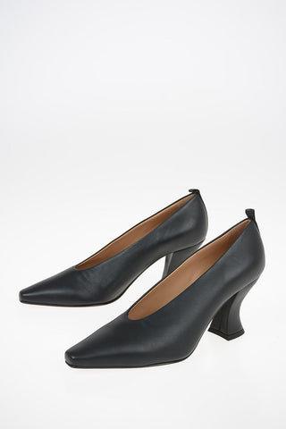 Leather Spool Heel Pumps 8 cm