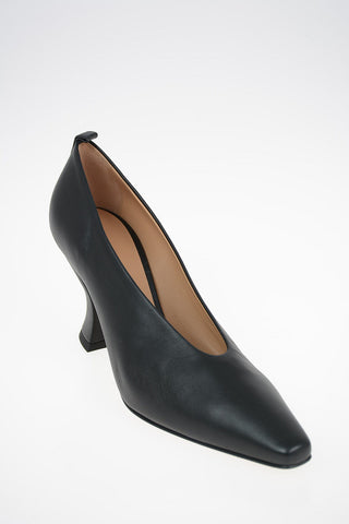 Leather Spool Heel Pumps 8 cm