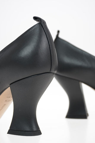 Leather Spool Heel Pumps 8 cm
