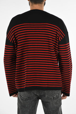 awning striped crew-neck sweater