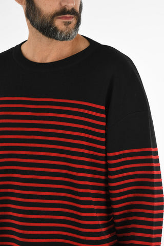 awning striped crew-neck sweater
