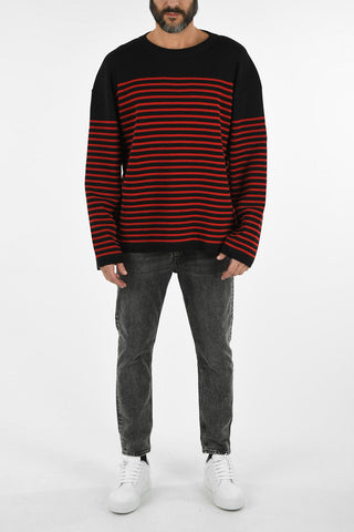 awning striped crew-neck sweater