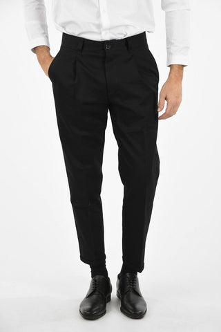 Cuffed Hems Single Pleat Pants