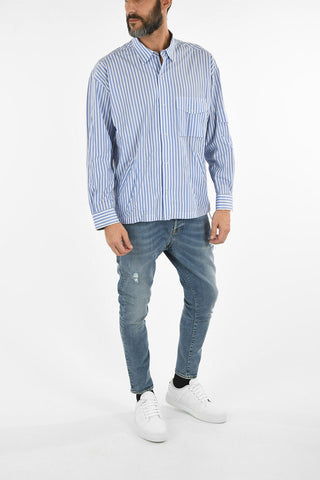 awning striped snap button shirt