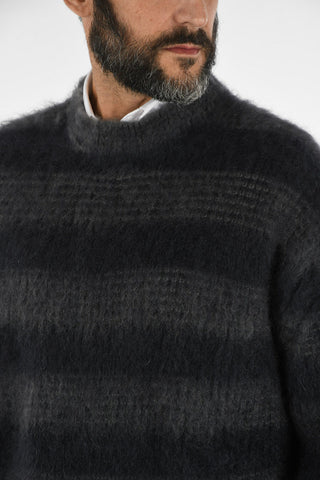 maglia girocollo bouclé con Spacco Laterale