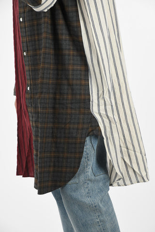 camicia Oversize a Righe e Quadri