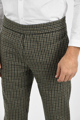 check drawstring waist Pants