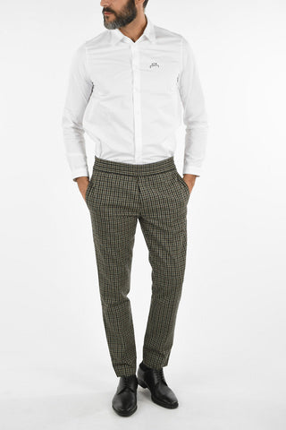 check drawstring waist Pants