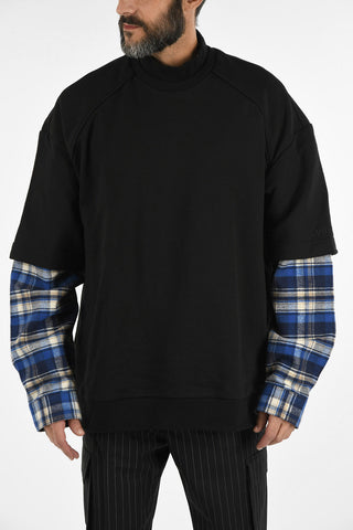 Oversize Sweatshirt with Checked Sleeve