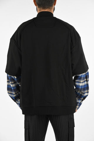 Oversize Sweatshirt with Checked Sleeve