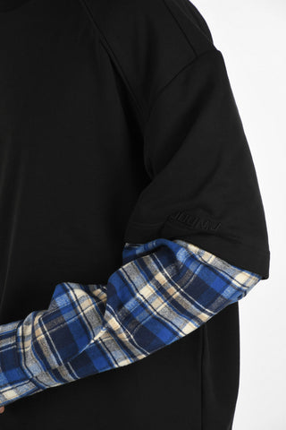 Oversize Sweatshirt with Checked Sleeve