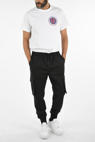 pinstriped drawstring waist cargo Pants