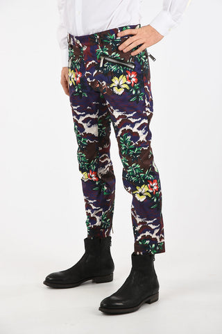 Floral-Print Silk Pants With Zip Back Ankle