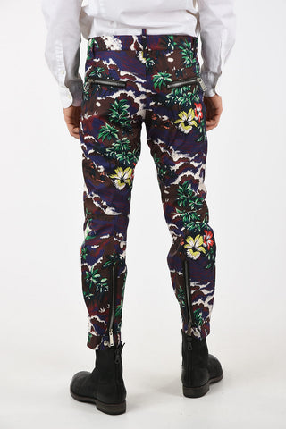 Floral-Print Silk Pants With Zip Back Ankle