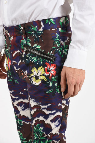 Floral-Print Silk Pants With Zip Back Ankle