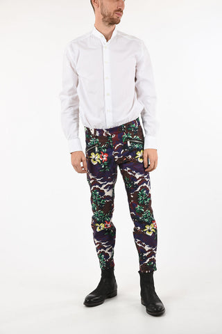 Floral-Print Silk Pants With Zip Back Ankle