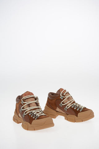 Leather and Fabric Ankle Boots