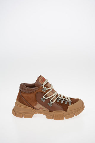 Leather and Fabric Ankle Boots
