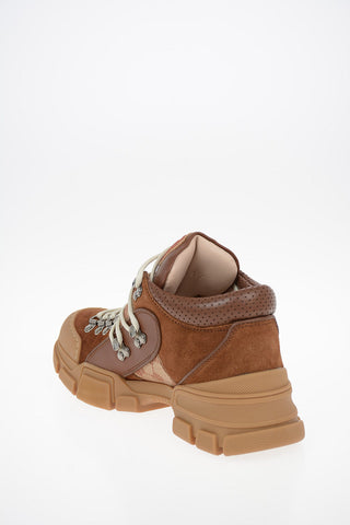 Leather and Fabric Ankle Boots