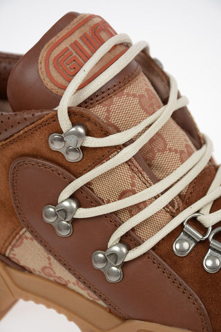 Leather and Fabric Ankle Boots
