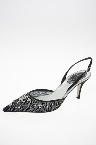 7cm Slingback SANDERELLA with Strass and Pearl
