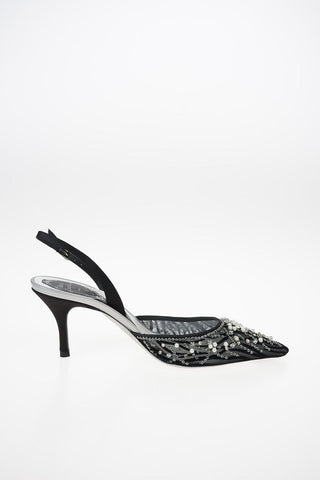 7cm Slingback SANDERELLA with Strass and Pearl