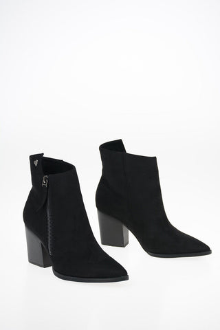 8cm Faux Suede Leather Ankle Boots