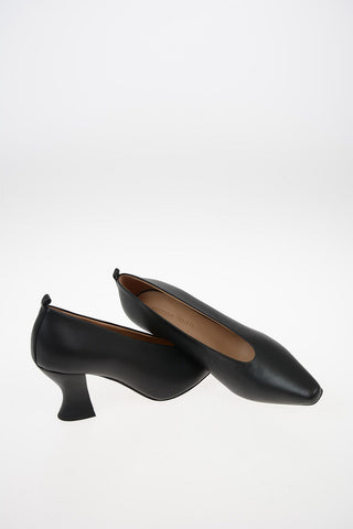 Leather Spool Heel Pumps 8 cm