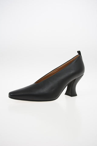 Leather Spool Heel Pumps 8 cm