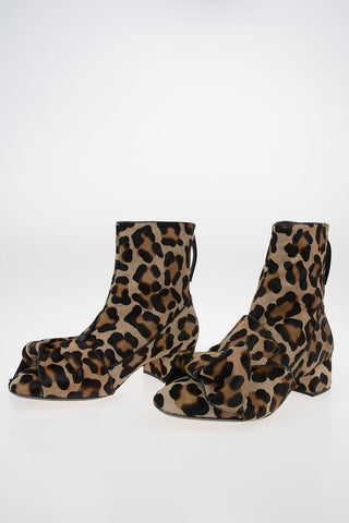 4cm Leopard Printed Ankle Boot with Bow